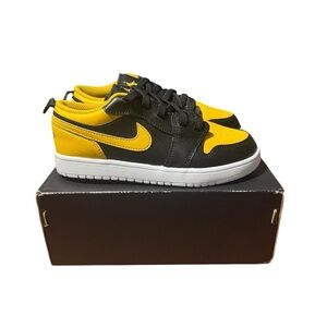 Size 3y Nike Air Jordan 1 Low (GS) Black/Yellow-Ochre-White 553560-072